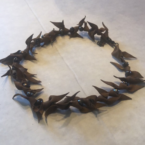 Bohemian Wire Beads Leather Ties Necklace - Picture 3 of 4